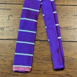 Brooks Brothers Knit Tie  Purple White Pink Stripes 100% Silk NWT